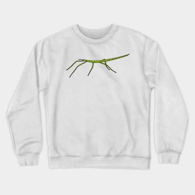 Cute green stick insects with happy faces cartoon Crewneck Sweatshirt by Cartoons of fun